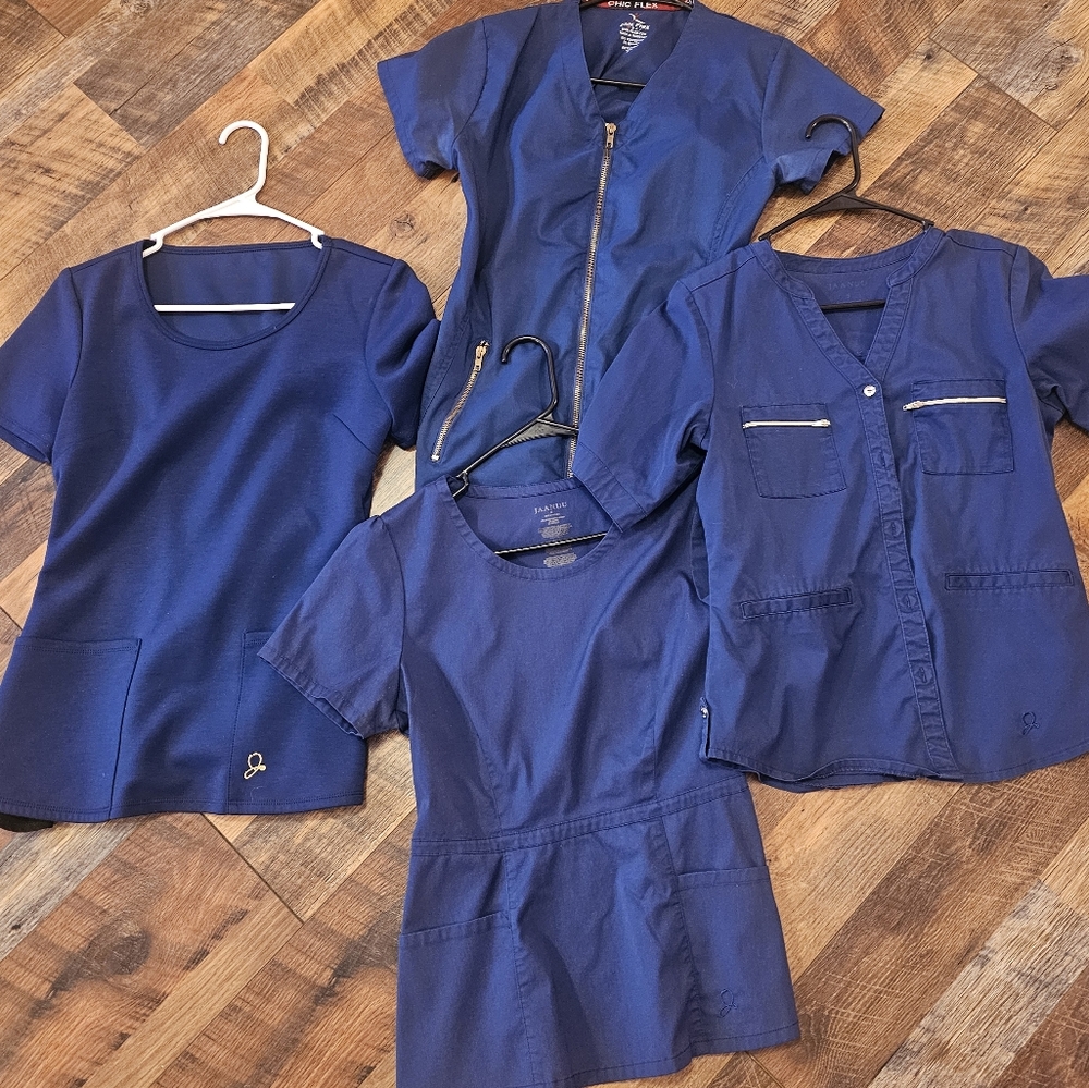 Four Scrub Tops Jaanuu and Chic flex